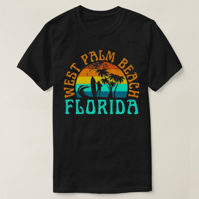 Väster Beach Florida Surfing Beach Ocean Vinkarare T Shirt (Design framsida)