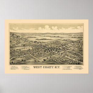 Väster Chazy, NY Panoramic Karta - 1899 Poster