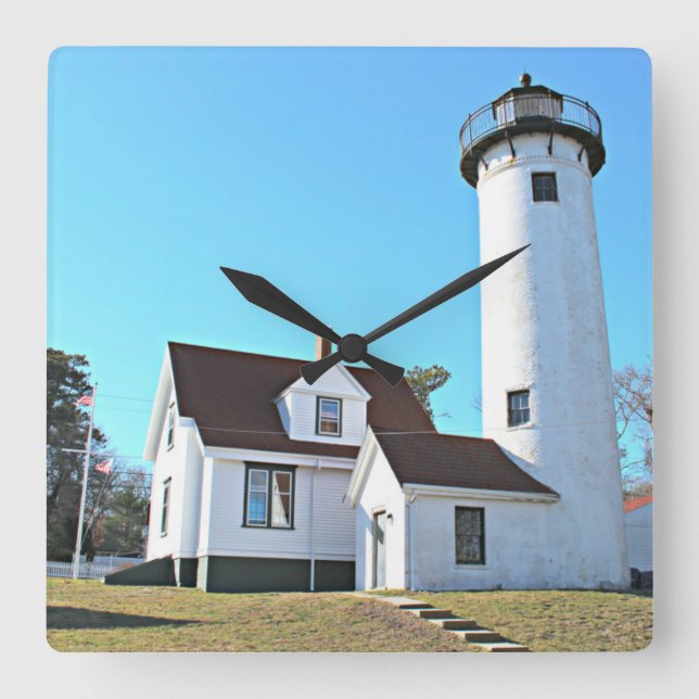 Väster Chop Lighthouse, Marthas Vineyard MORSA Clo Fyrkantig Klocka (Framsida)