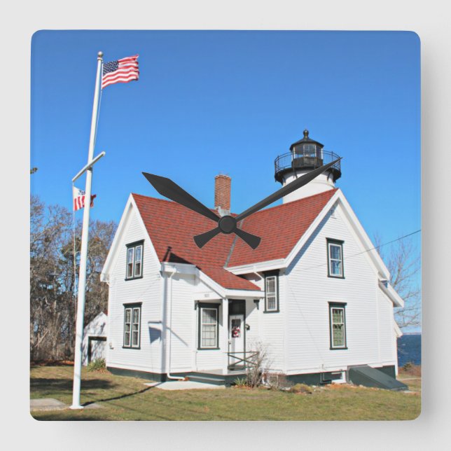 Väster Chop Lighthouse, Marthas Vineyard MORSA Clo Fyrkantig Klocka (Framsida)