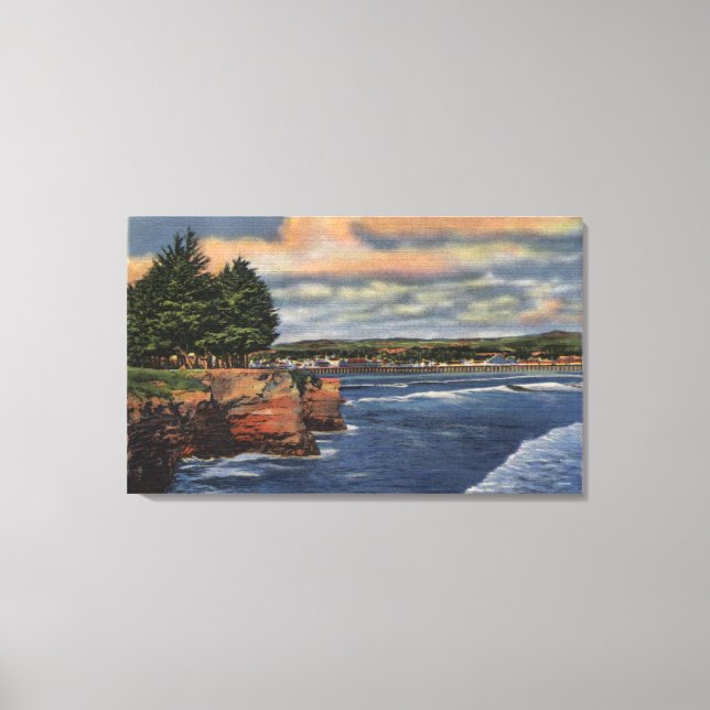 Väster Cliff Drive View of Pier and Casino Canvastryck (Framsida)