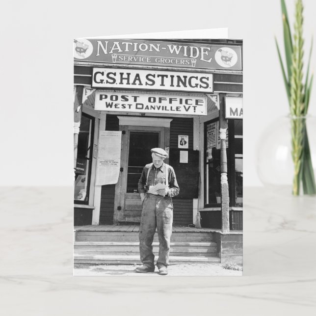 Väster Danville, VT, Post Office, 1940 Kort (Framsida)