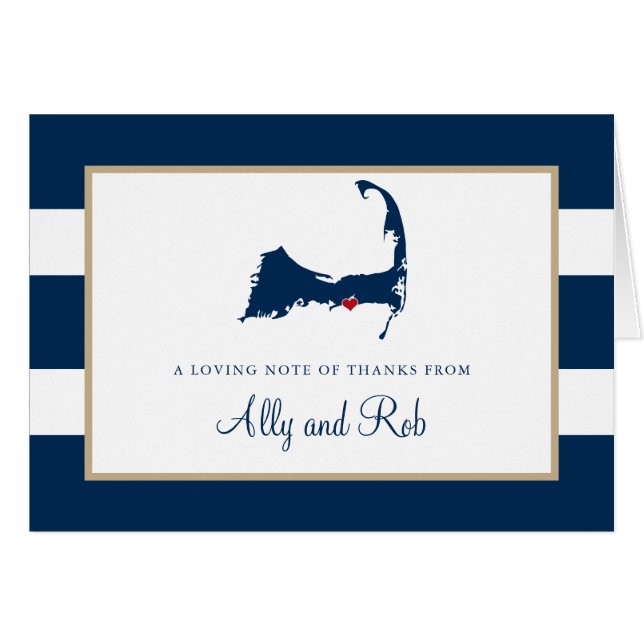 Väster Dennis Cape Cod Karta med Heart Tack OBS Kort (Framsidan Horizontal)