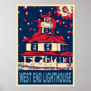 Väster End Light House och Måne Poster