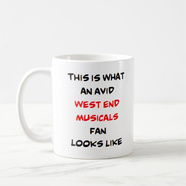 väster end musicals fläkt, avid kaffemugg (Vänster)