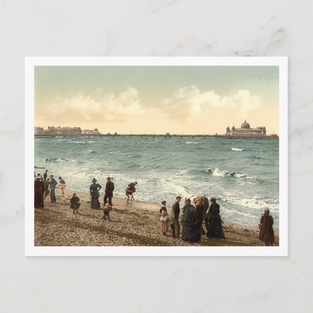 Väster End Pier I, Morecambe, Lancashire, England Vykort (Framsida)