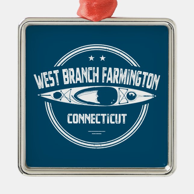 Väster Farmington River Connecticut Kayaking Julgransprydnad Metall (Framsidan)