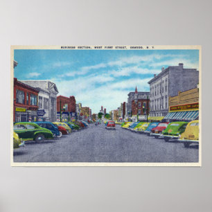 Väster First Street Business Section Scene Poster