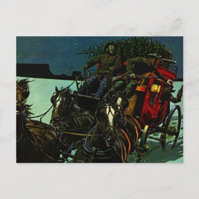 Väster för leverans i julhelgen Träd Helg Vykort (Framsida)