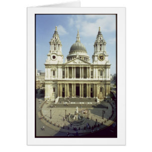 Väster front of St. Paul's Cathedral, designad av Hälsningskort