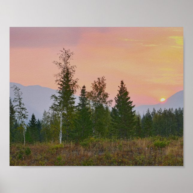 Väster Glacier, Montana, Sunrise Poster (Framsidan)