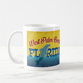 Väster Handflatan Beach Florida Dolphin Retro Vint Kaffemugg