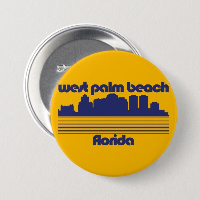 Väster Handflatan Beach Florida Knapp (Framsida & baksida)