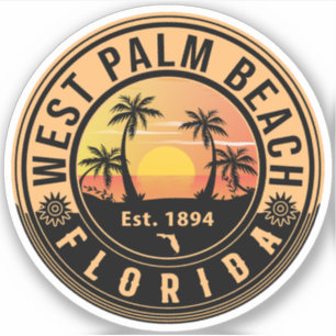 Väster Handflatan Beach Florida Retro Sunset Souve Klistermärken