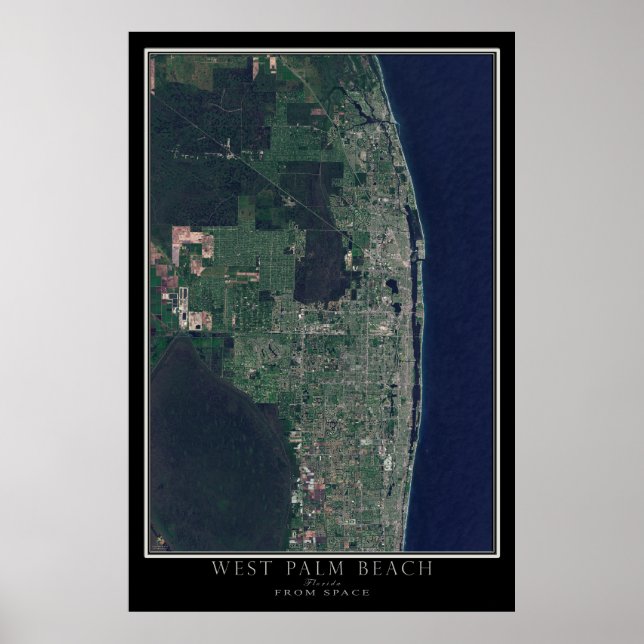 Väster Handflatan Beach Florida Satellite Poster K (Framsidan)