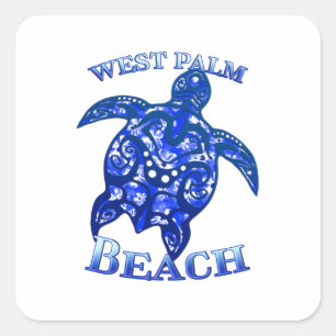 Väster Handflatan Beach Florida Vacation Tribal Tu Fyrkantigt Klistermärke