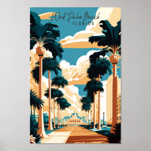 Väster Handflatan Beach Florida vintage resor stäl Poster