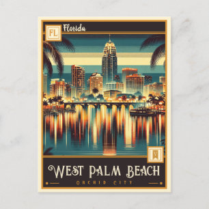 Väster Handflatan Beach, Florida VINTAGE Vykort