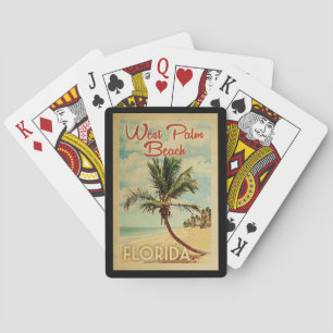 Väster Handflatan Beach Handflatan Träd Vintage re Casinokort