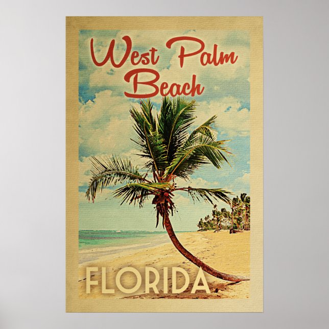 Väster Handflatan Beach Poster Handflatan Träd Vin (Framsidan)