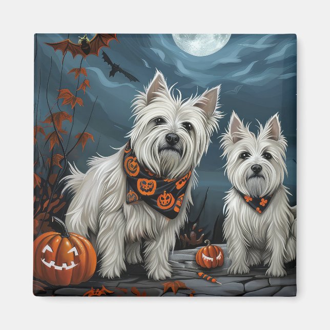 Väster Highland Halloween Spooky Magnet (Framsidan)