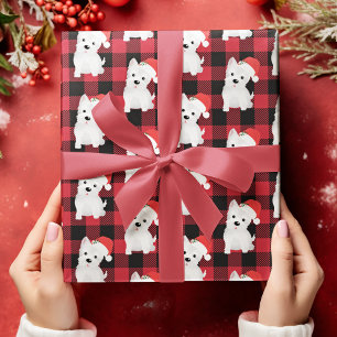 Väster Highland Hund with Santa Hat Buffalo Play Presentpapper