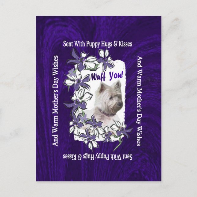 Väster Highland Terrier Adsible Mors dag Önskemål Vykort (Framsida)