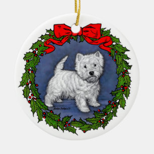 Väster Highland Terrier Art av Glenda S. Harlan Julgransprydnad Keramik