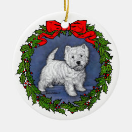 Väster Highland Terrier Art by Glenda S. Harlan Julgransprydnad Keramik