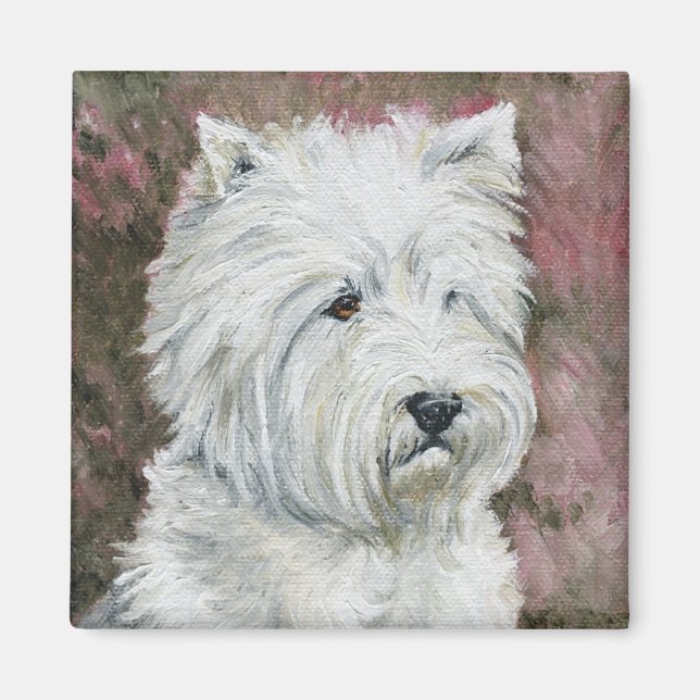 "Väster Highland Terrier" Hund Art Magnet (Framsidan)