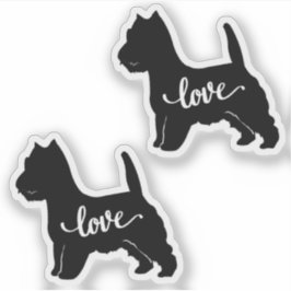 Väster Highland Terrier Hund aveln Kärlek x2 Vinyl Klistermärken