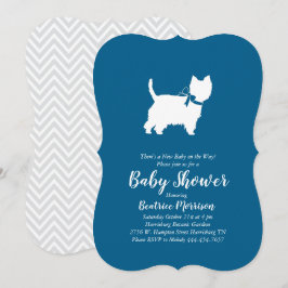 Väster Highland Terrier Hund Baby Shower Blue Boy Inbjudningar