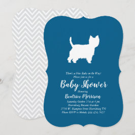 Väster Highland Terrier Hund Baby Shower Blue Boy Inbjudningar