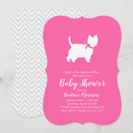Väster Highland Terrier Hund Baby Shower Rosa Girl Inbjudningar