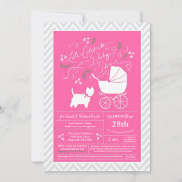 Väster Highland Terrier Hund Baby Shower Rosa Girl Inbjudningar