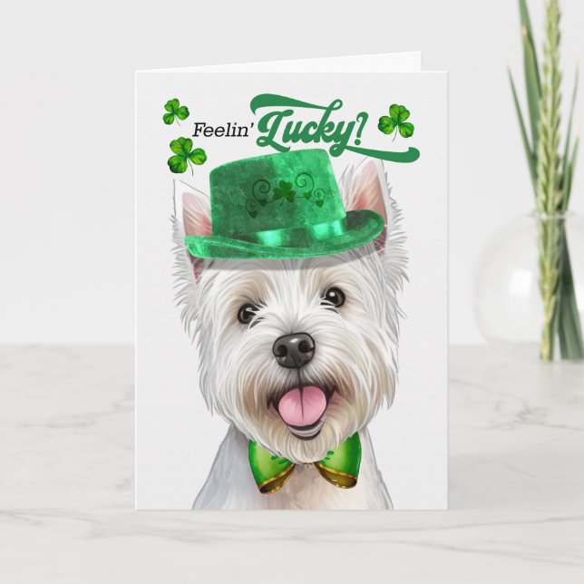 Väster Highland Terrier Hund Lucky St patrick's da Helgkort (Framsida)
