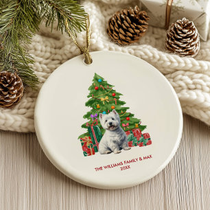 Väster Highland Terrier-Hund, Personlig jul Julgransprydnad Keramik