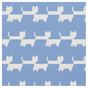 Väster Highland Terrier Hund Silhouette Light Blue Tyg