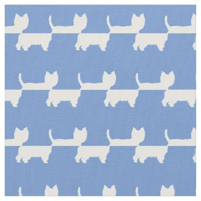 Väster Highland Terrier Hund Silhouette Light Blue Tyg (Närbild)