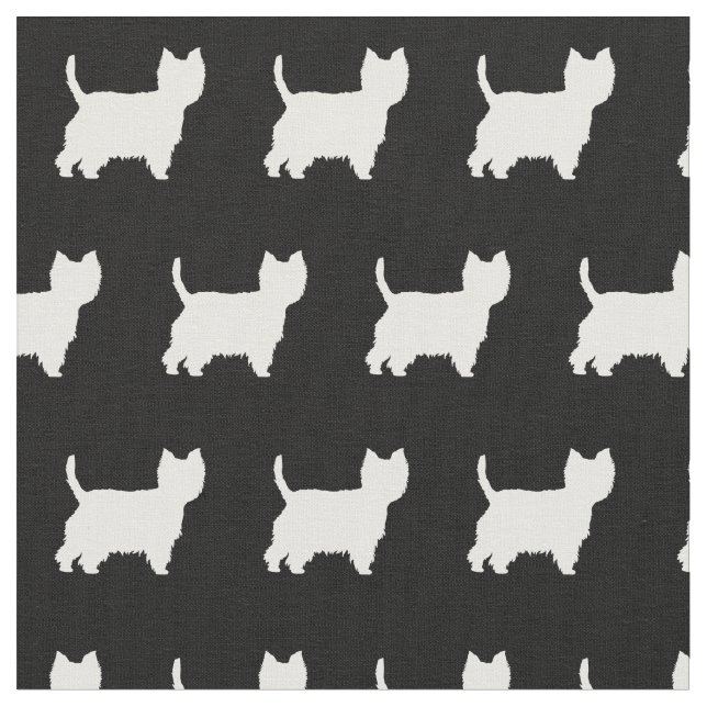 Väster Highland Terrier Hund Silhouette Pet Tyg (Närbild)