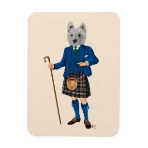Väster Highland Terrier i Kilt 2 Magnet