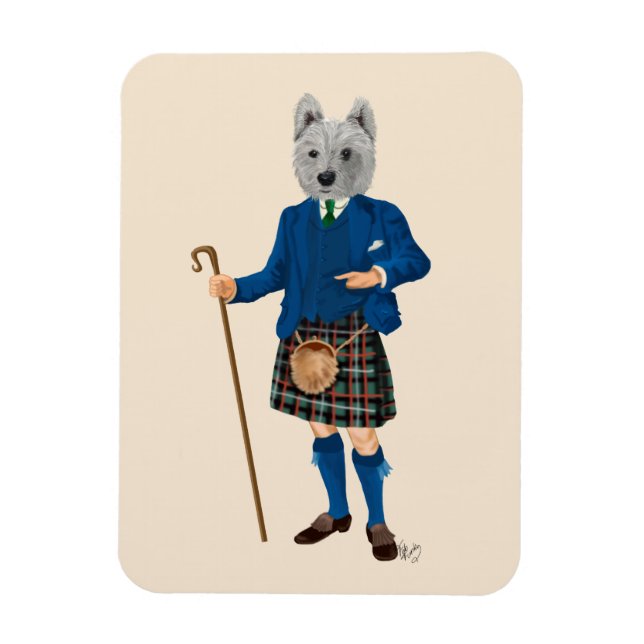 Väster Highland Terrier i Kilt 2 Magnet (Vertikal)