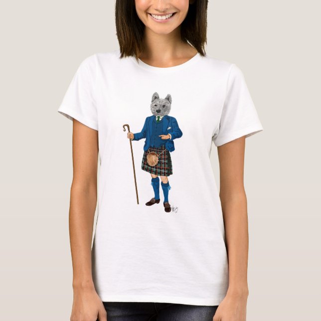 Väster Highland Terrier i Kilt 3 Tee (Framsida)