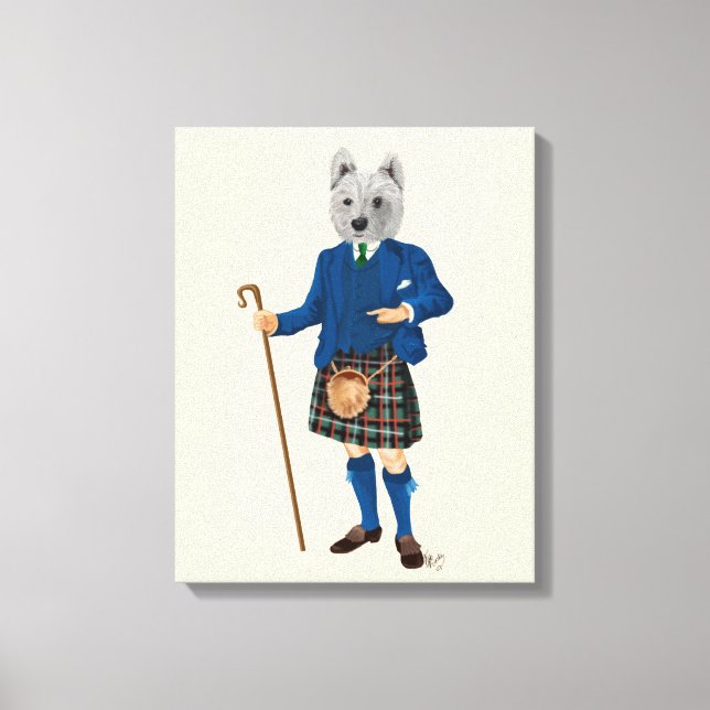 Väster Highland Terrier i Kilt Canvastryck (Framsida)