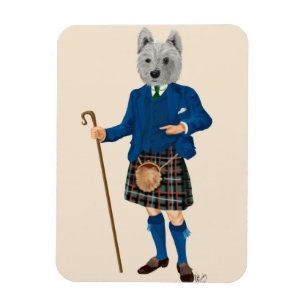 Väster Highland Terrier i Kilt Magnet