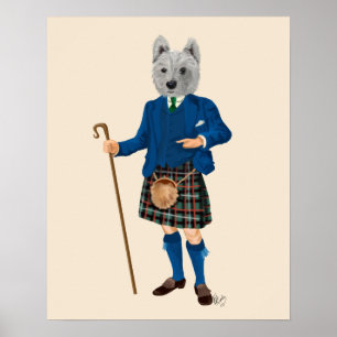 Väster Highland Terrier i Kilt Poster