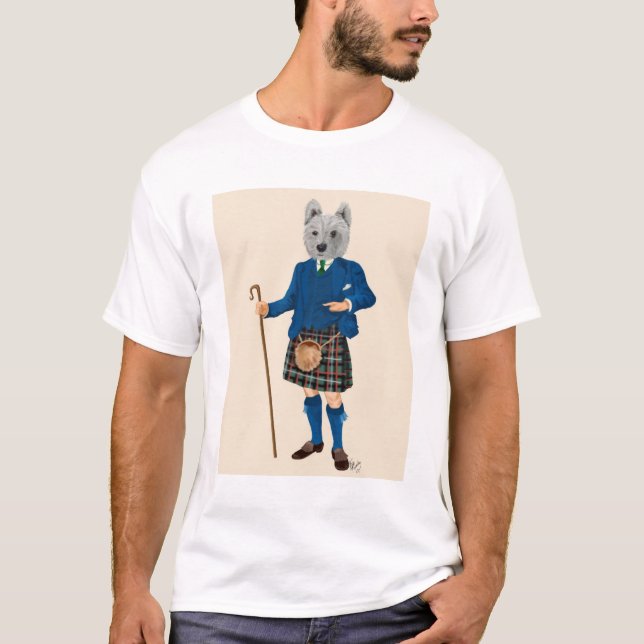 Väster Highland Terrier i Kilt T Shirt (Framsida)