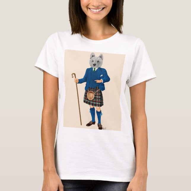 Väster Highland Terrier i Kilt Tee (Framsida)