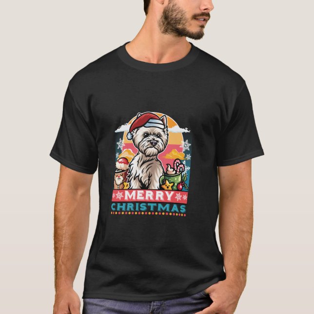 Väster Highland Terrier Jultomten Coffee Mugg Merr T Shirt (Framsida)