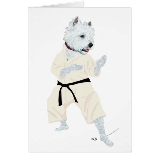 Väster Highland Terrier KARATE! Hälsningskort (Framsidan)